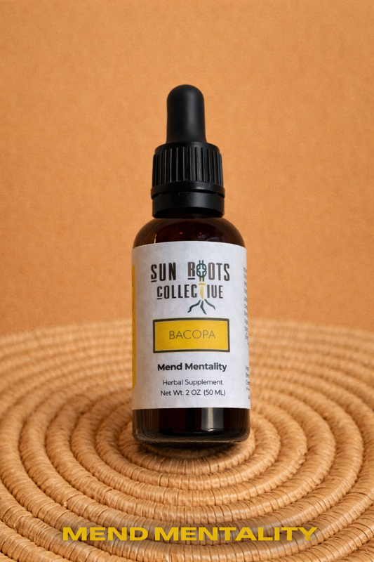 <img src="bacopa-tincture.jpg" alt="Organic bacopa herbal tincture by Sun Roots Collective">